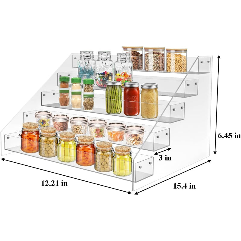 Acrylic Tiered Kitchen Spice Rack Organizer