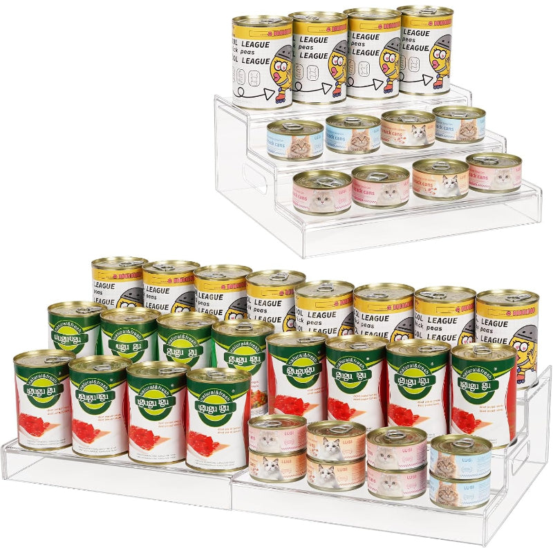 3‑Tier Expandable Acrylic Pantry Can Rack