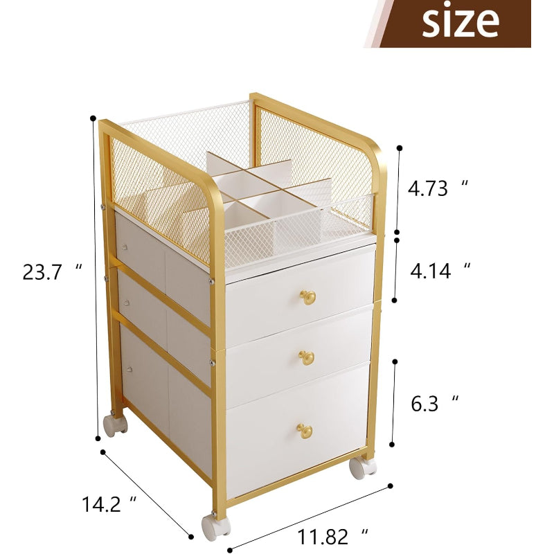 3‑Drawer Rolling Under‑Desk Makeup Storage Cart