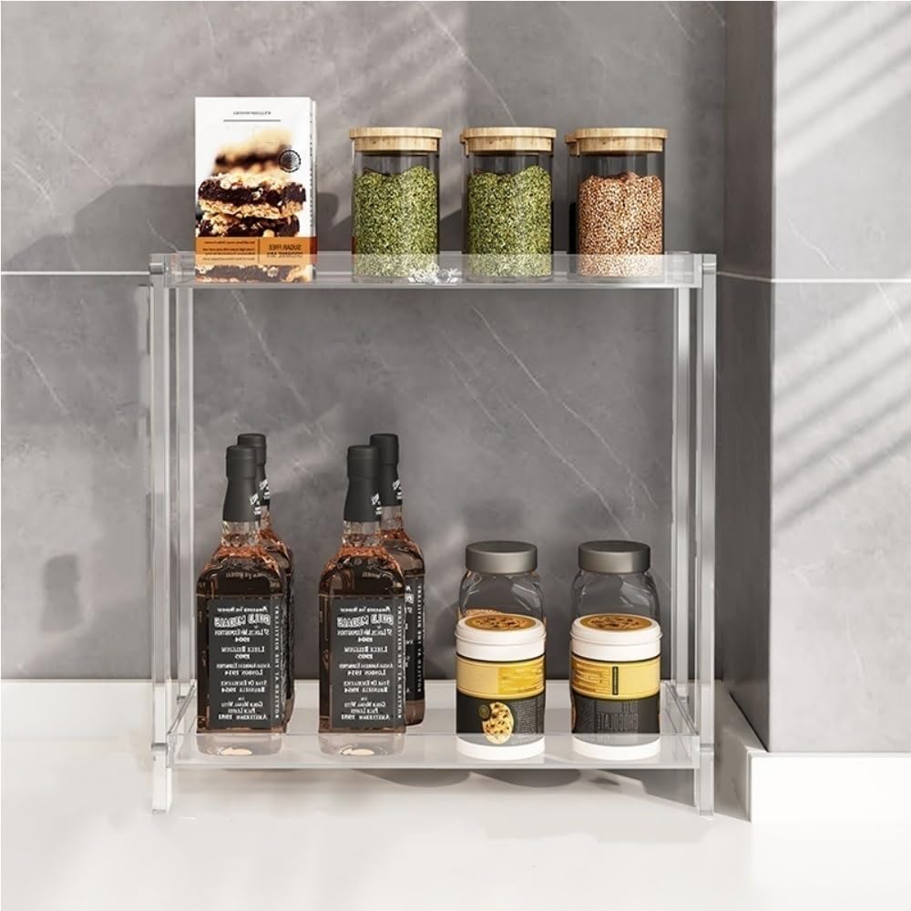 Small Clear Multi‑Layer Acrylic Countertop Spice Rack