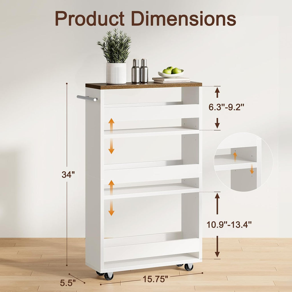 4‑Tier Slim Rolling Storage Cart