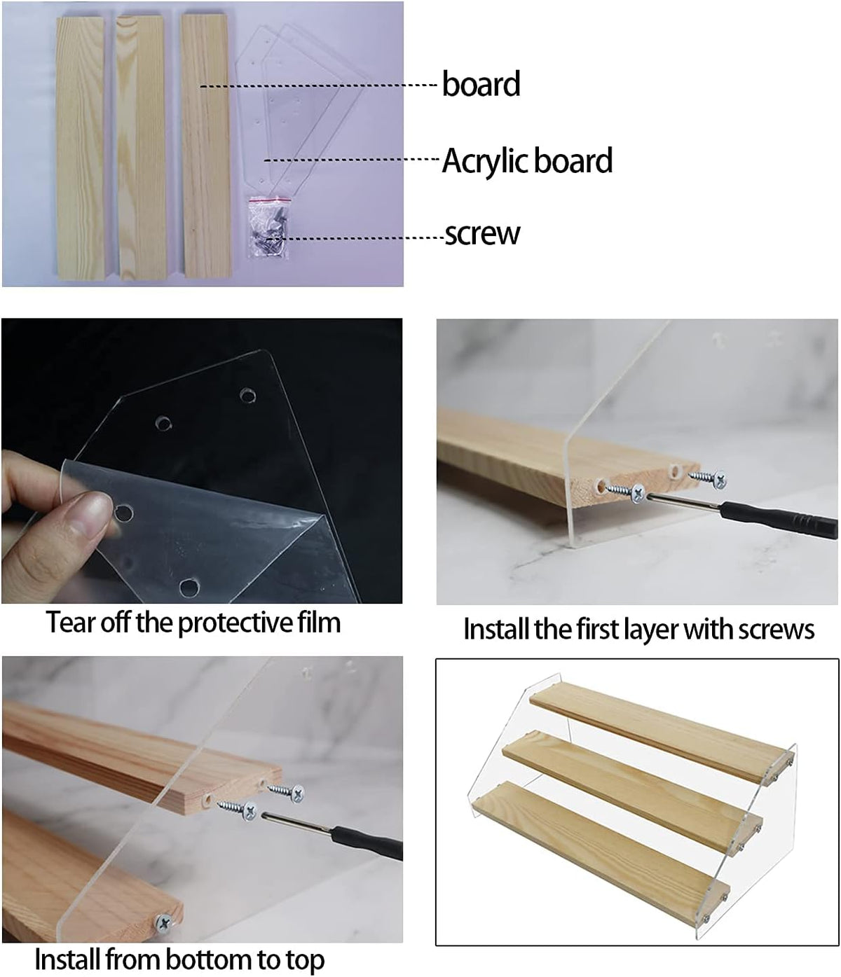 5‑Tier Wooden Display Riser Spice Rack