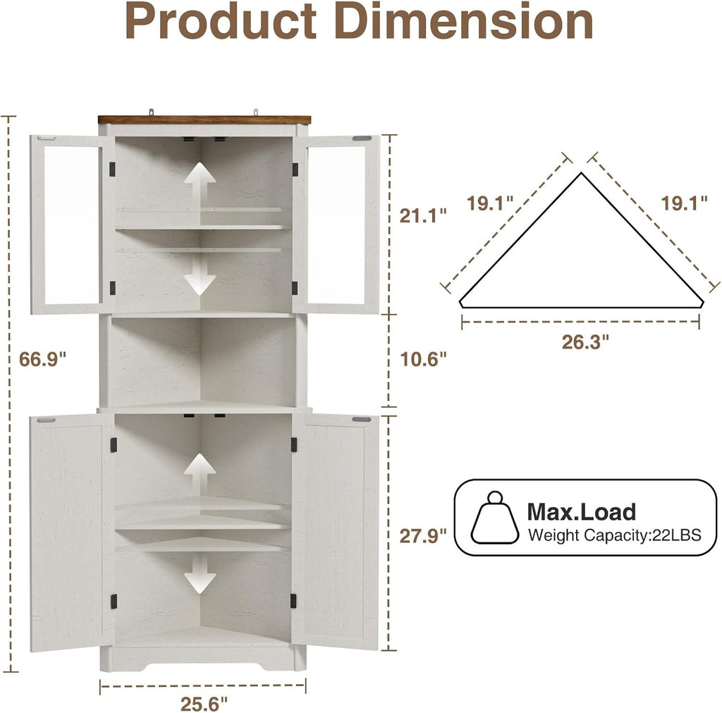 67" Tall Farmhouse Corner Cabinet