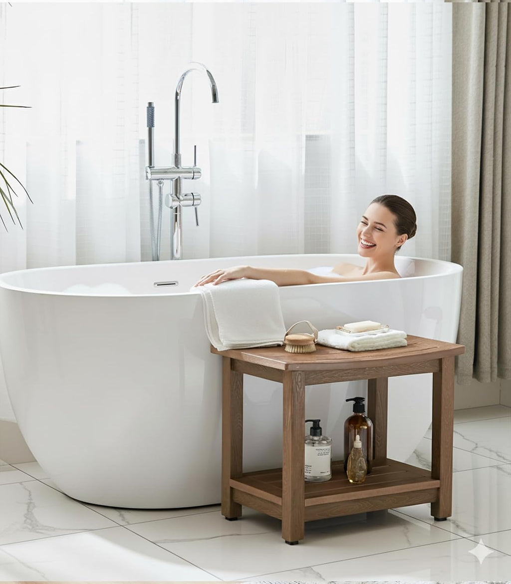 Heavy‑Duty HDPS Shower Bench with Storage