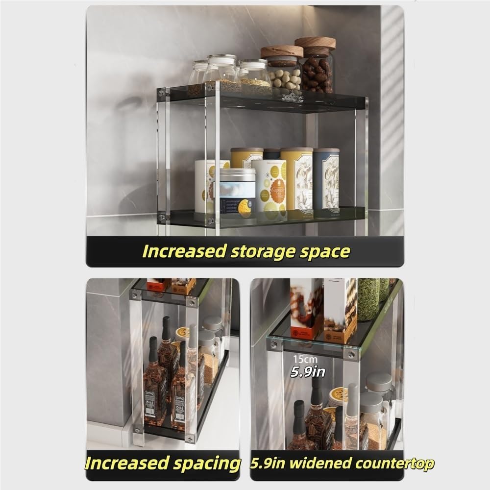 Small Clear Multi‑Layer Acrylic Countertop Spice Rack