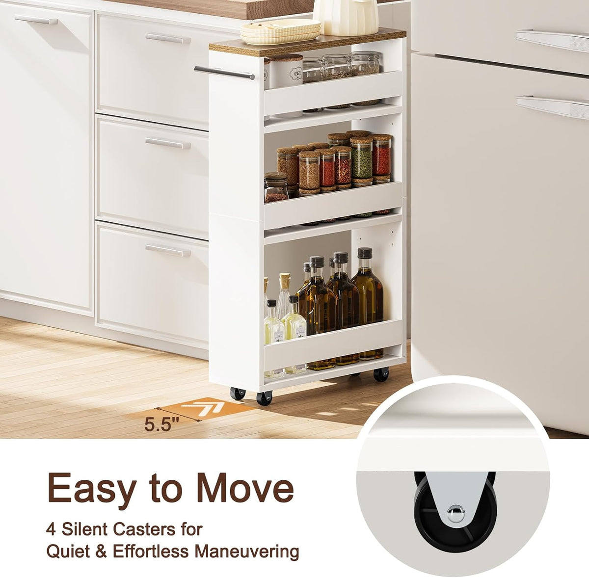 4‑Tier Slim Rolling Storage Cart