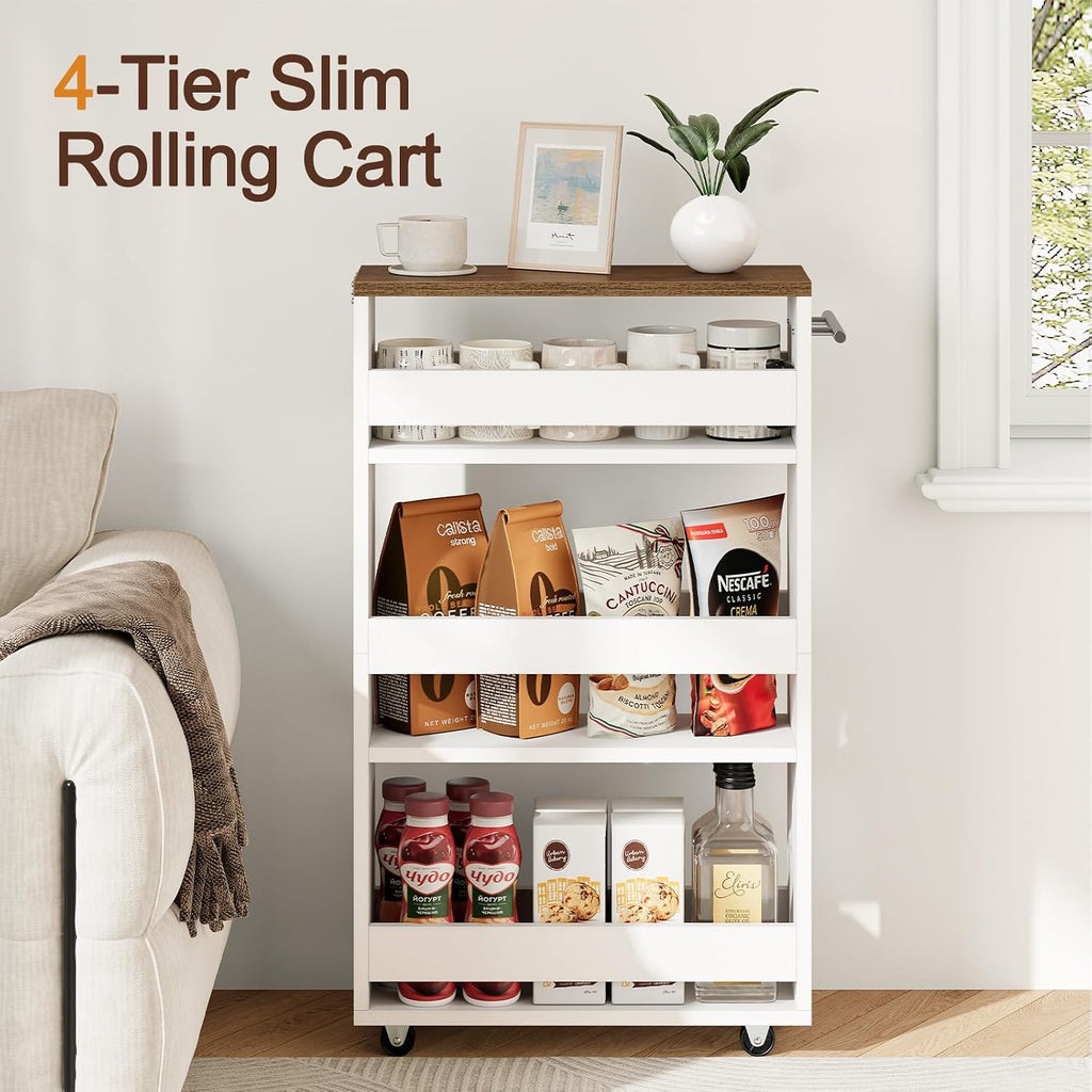 4‑Tier Slim Rolling Storage Cart