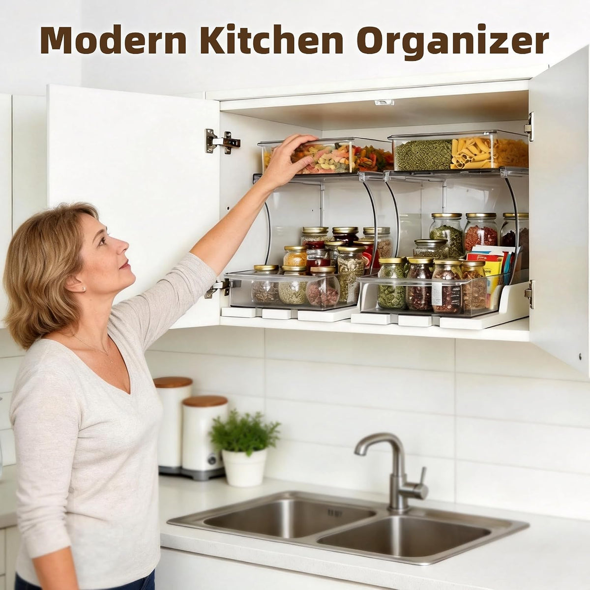 Spice Rack, Countertop Shelf Organizer, 2 Tier Kitchen Organizer