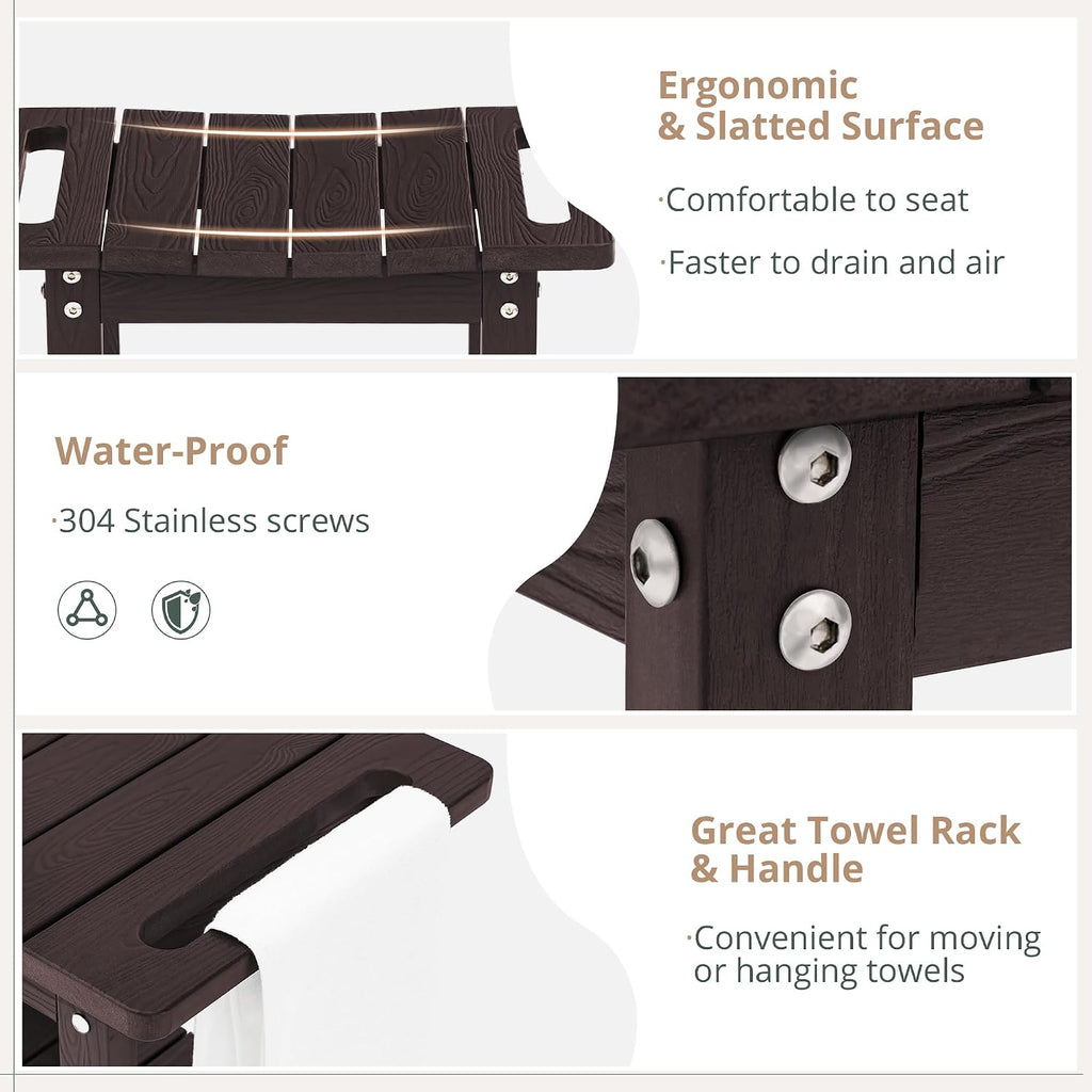 Espresso HDPS Shower Bench with Shelf
