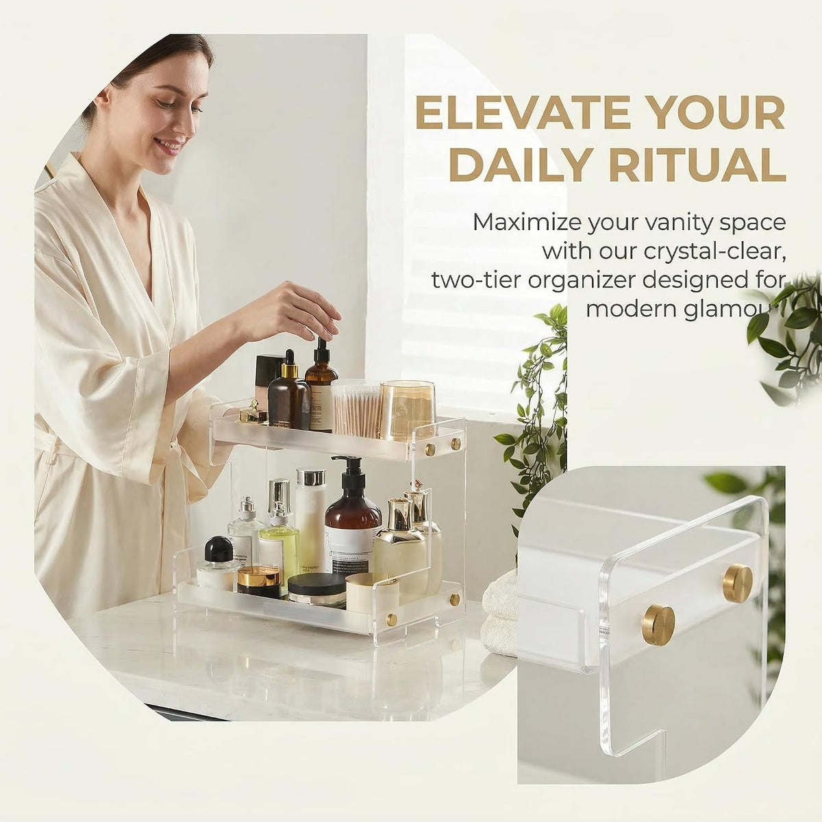 2‑Tier Multi‑Room Countertop Storage Organizer