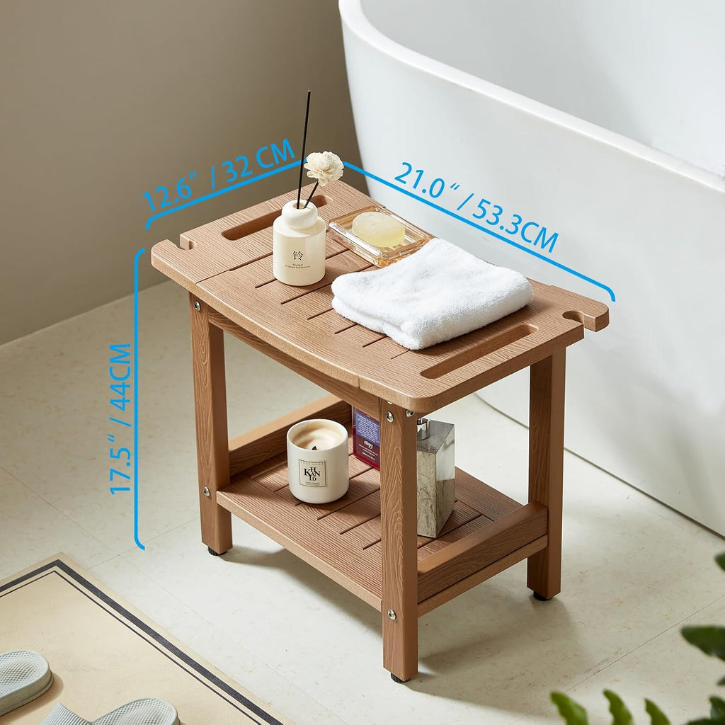 Brown Heavy‑Duty Poly Lumber Shower Bench