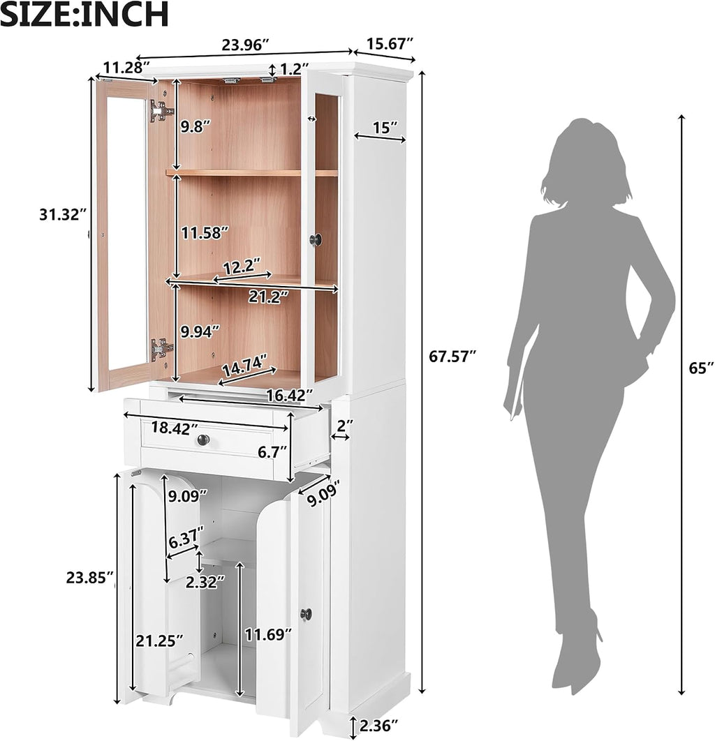 White Tall Freestanding Linen Cabinet
