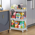 Gray 3‑Tier Slim Rolling Storage Cart