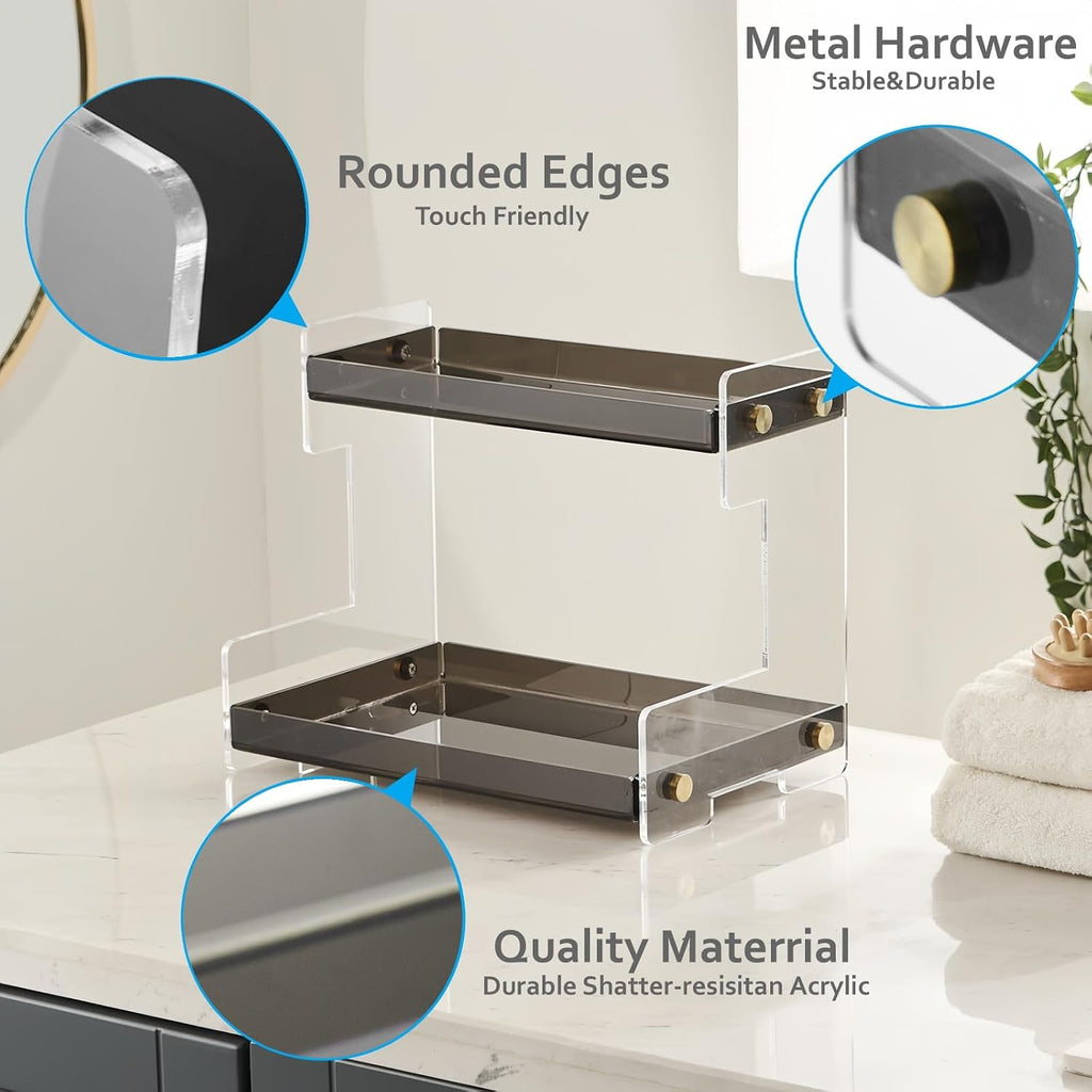 Brown 2‑Tier Acrylic Bathroom Counter Organizer