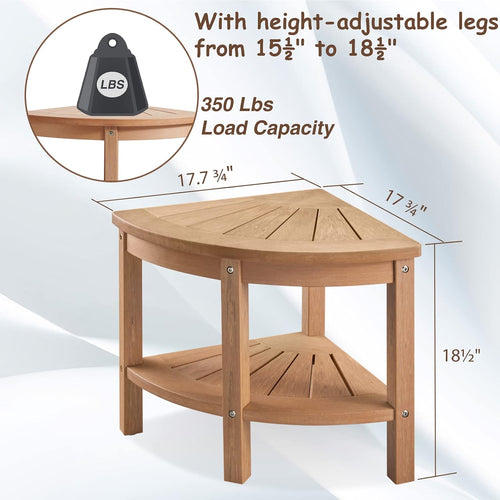17.7" HIPS Corner Teak Shower Bench