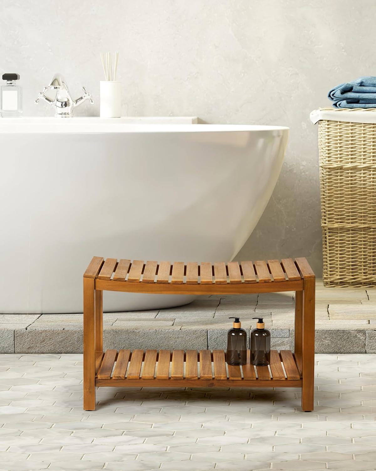 32" Solid Teak Shower Bench