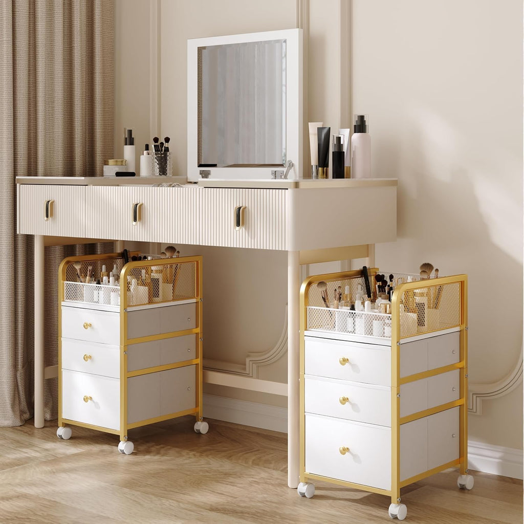 3‑Drawer Rolling Under‑Desk Makeup Storage Cart