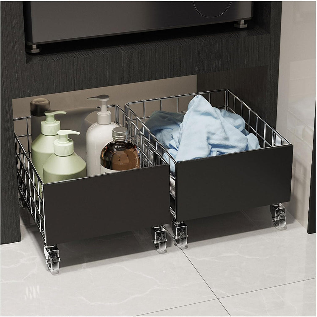 2‑Pack Metal Mesh Rolling Storage Cart
