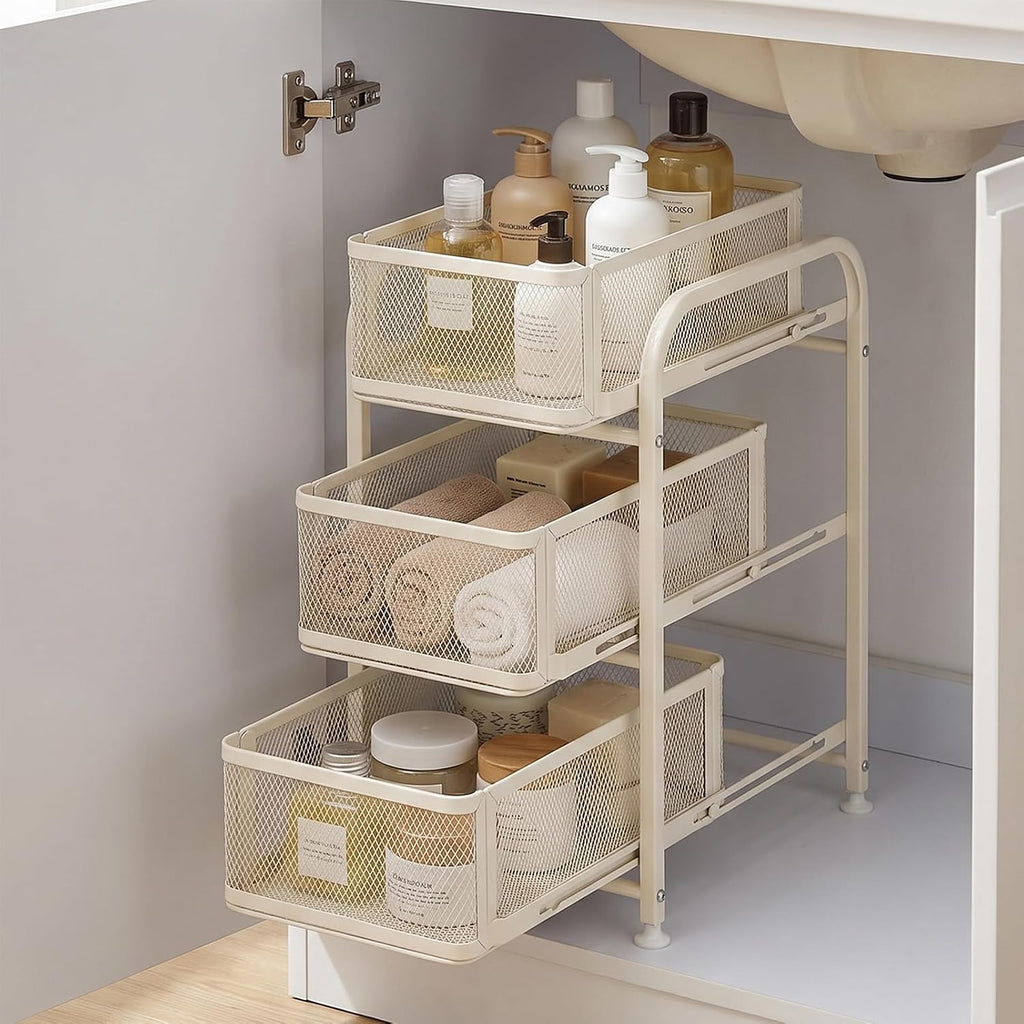 White 3‑Tier Pull‑Out Under‑Sink Organizer
