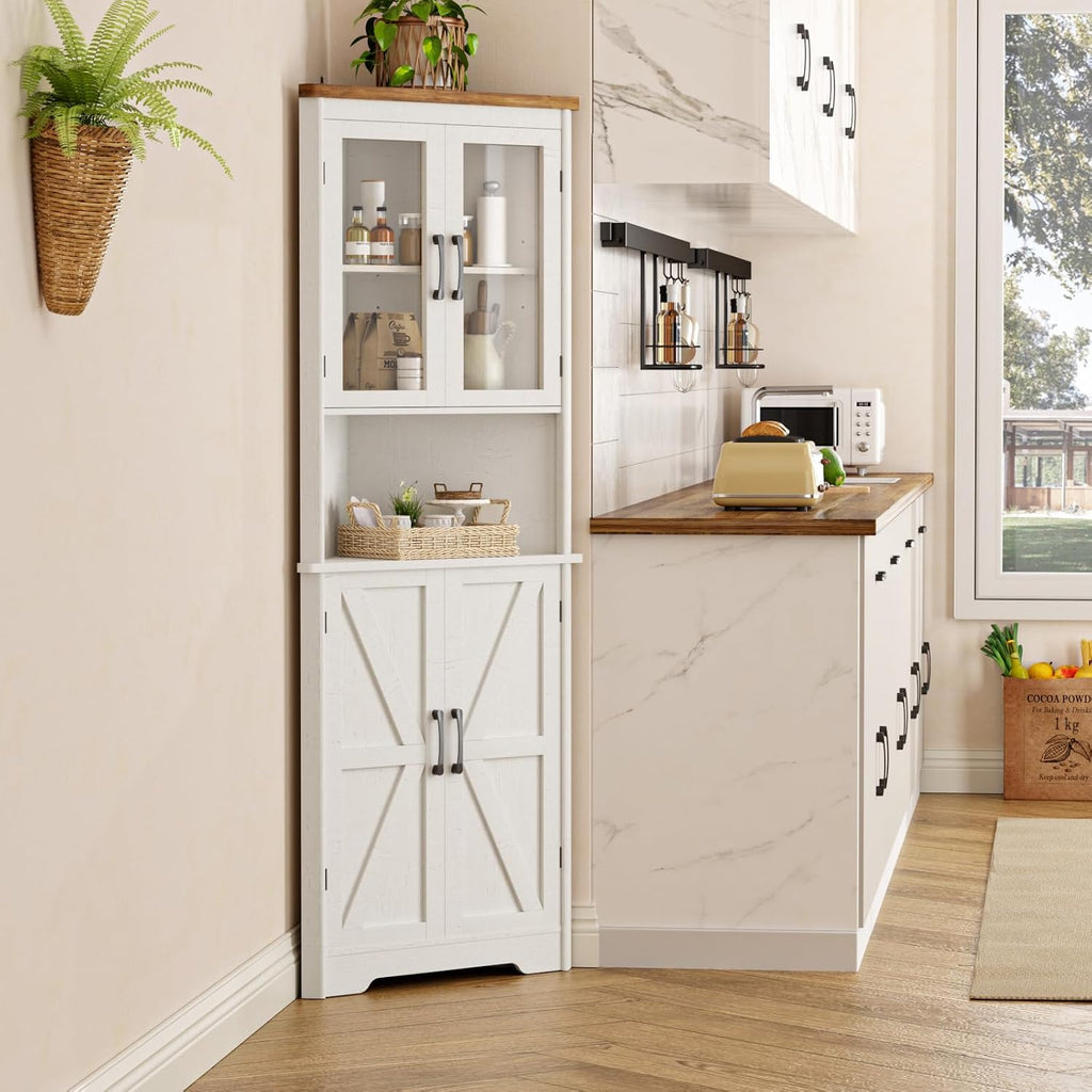67" Tall Farmhouse Corner Cabinet