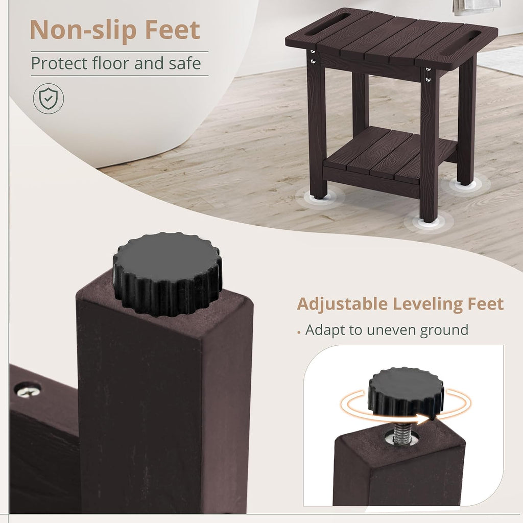 Espresso HDPS Shower Bench with Shelf