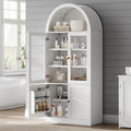 White 71" Arched‑Top Tall Storage Cabinet