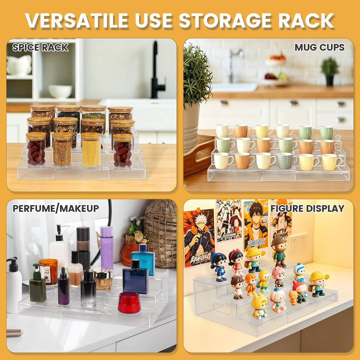 3‑Tier Expandable Acrylic Pantry Can Rack