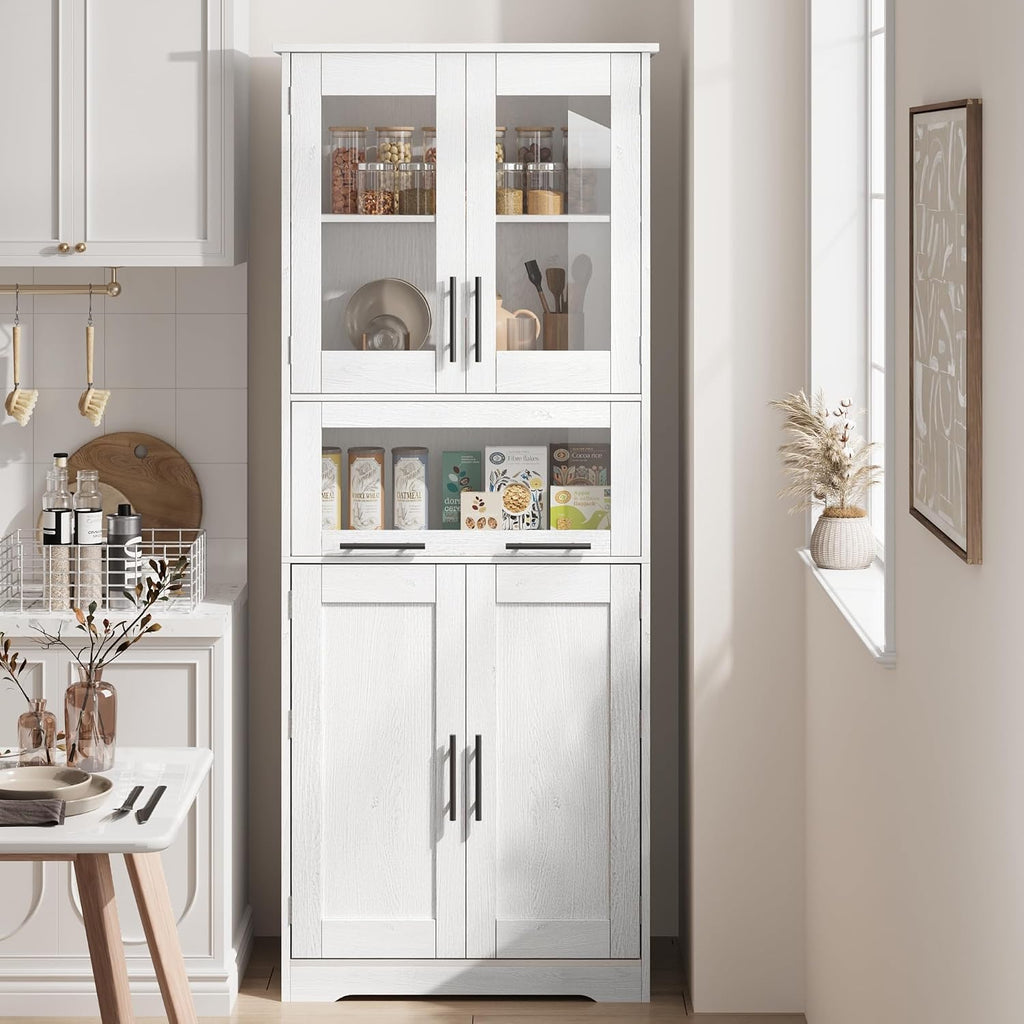 White Tall Freestanding Bathroom Storage Cabinet