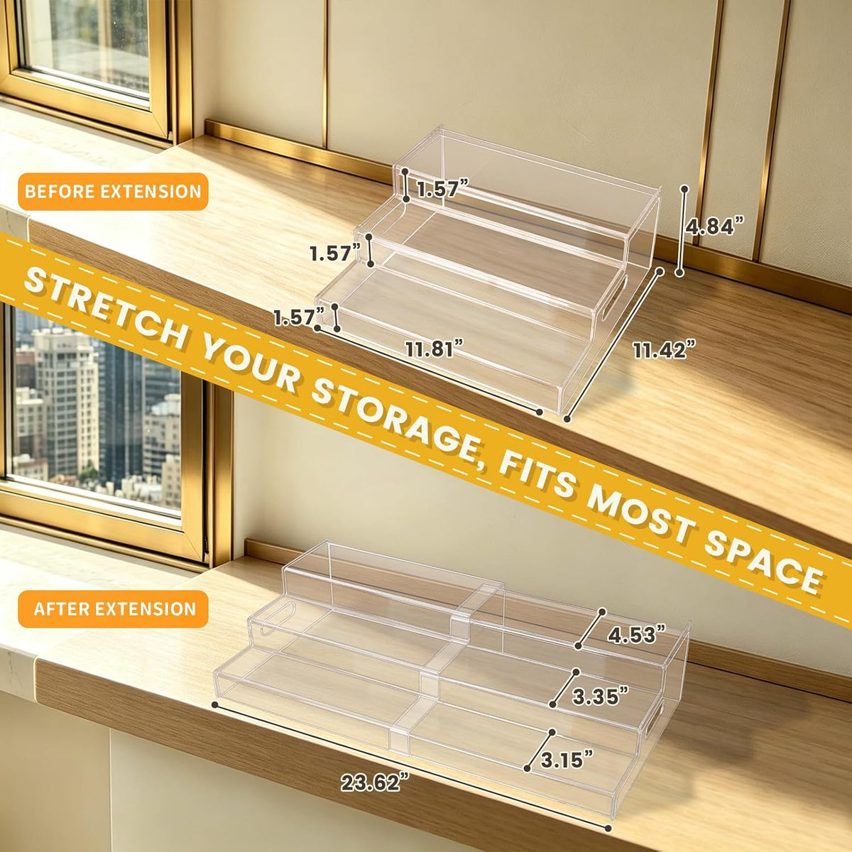 3‑Tier Expandable Acrylic Pantry Can Rack