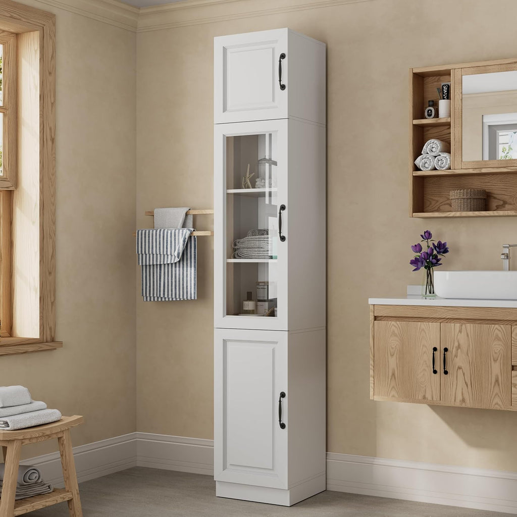 Sweet Memory Tall Freestanding Glass‑Door Cabinet
