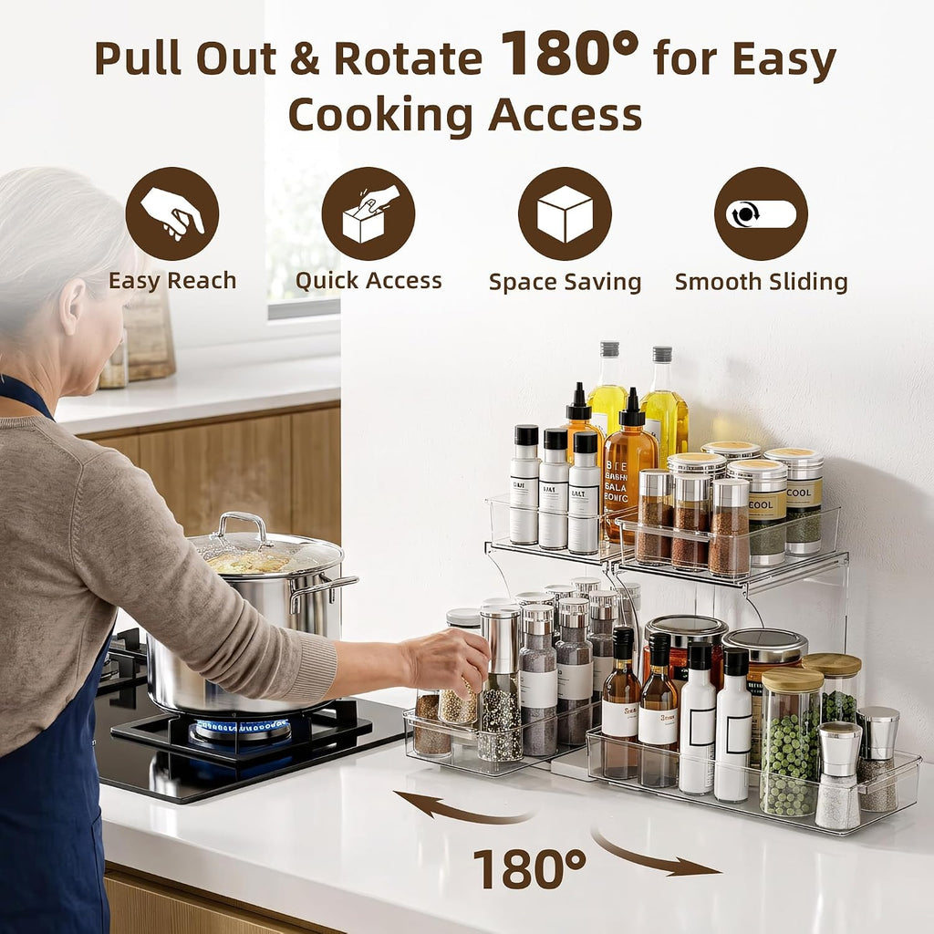 Spice Rack, Countertop Shelf Organizer, 2 Tier Kitchen Organizer