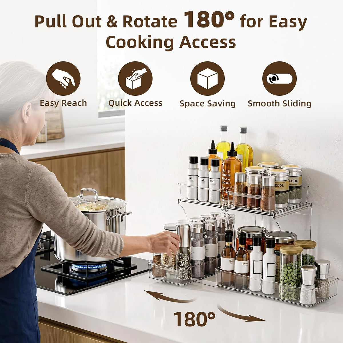 Spice Rack, Countertop Shelf Organizer, 2 Tier Kitchen Organizer