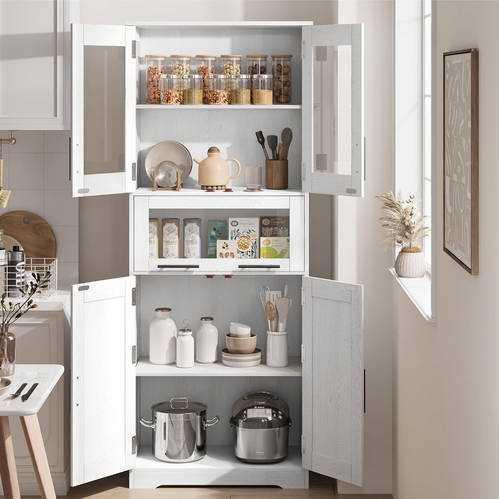 White Tall Freestanding Bathroom Storage Cabinet