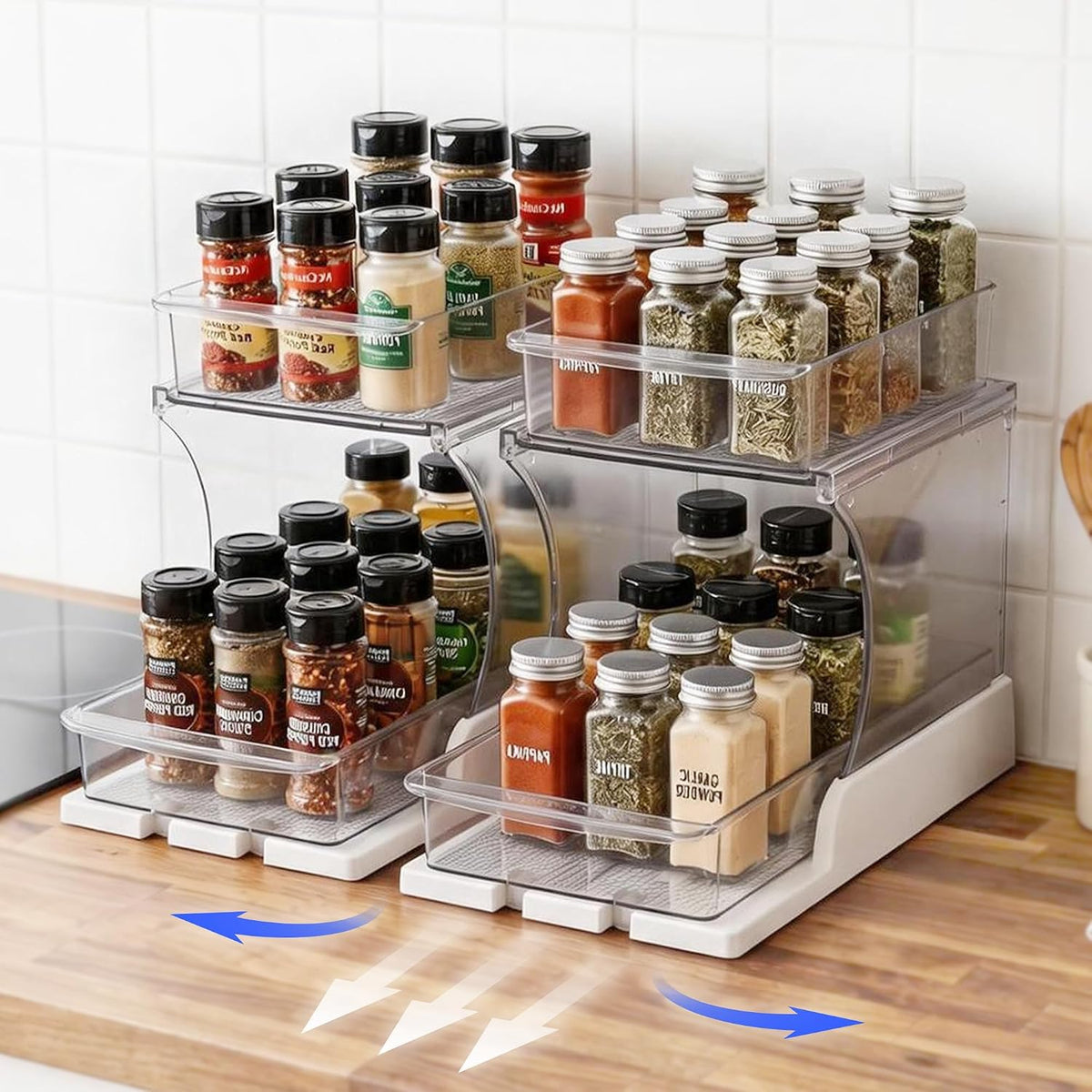 Spice Rack, Countertop Shelf Organizer, 2 Tier Kitchen Organizer