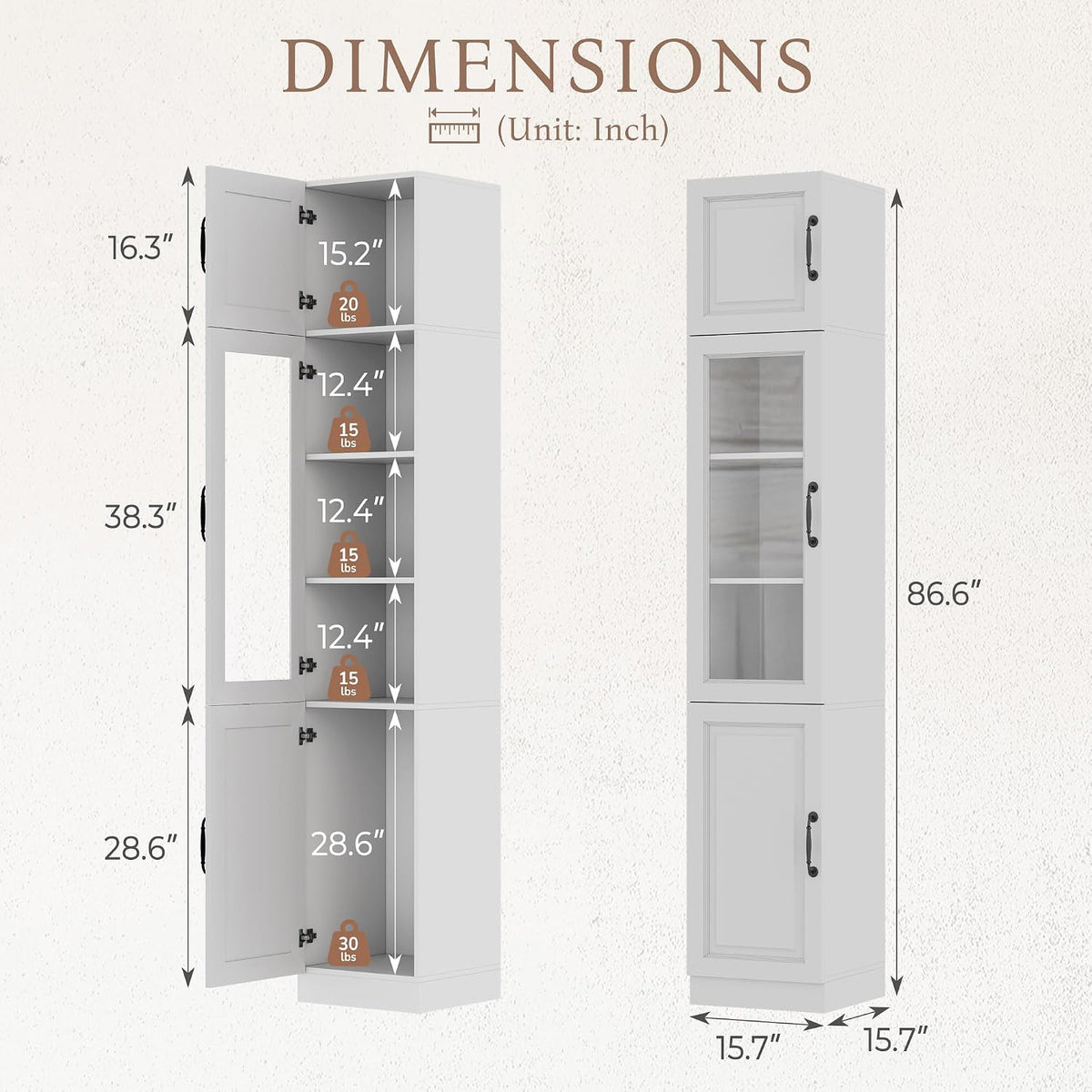 Sweet Memory Tall Freestanding Glass‑Door Cabinet