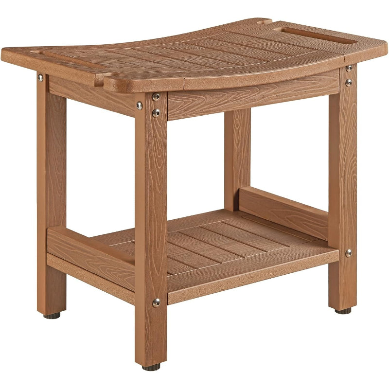 Brown Heavy‑Duty Poly Lumber Shower Bench