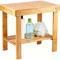 Bamboo Shower Bench with Storage Shelf