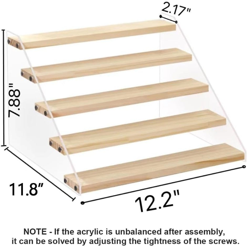 5‑Tier Wooden Display Riser Spice Rack